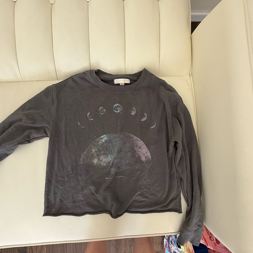 Spiritual Gangster Gray Long Sleeve Tee with Moon Phases